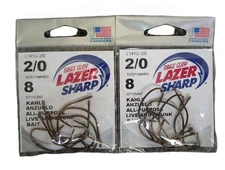 2 Packs Eagle Claw L141G-2/0 8ct Lazer Sharp Kahle Anzuelo All-purpose Bait Hook