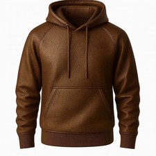 Men's Premium Leather Hoodie Handmade Genuine Lambskin Leather Jacket.