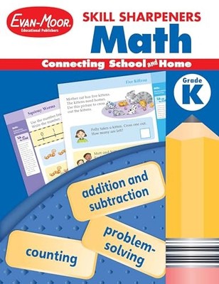 Evan-Moor Skill Sharpeners Math Workbook, Kindergarten, Addition, Subtraction,,