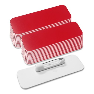 Name Tag/Badge Blanks - 25 Pack - 1'' X 3'', Round Corners, Pin