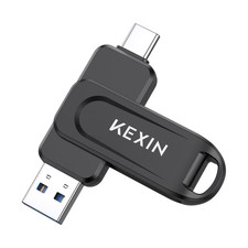 KEXIN 128GB USB C Flash Drive Dual Thumb 100MB/s Swivel 128G, Black