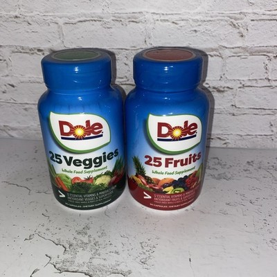 Dole 25 Fruits + 25 Veggies Whole Food Supplement Capsules, free fast shipping 