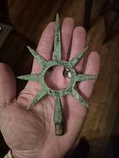 Antique Lightning Rod Top Topper Sun Star Sunburst Starburst Green Patina 