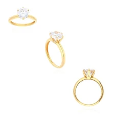 1.75Ct CZ Six-Prong Solitaire Engagement Ring In 14K Yellow Gold
