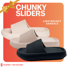 Ladies Chunky Flatform Sliders Cushioned Lightweight Summer Platform Sandals