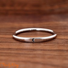 Dainty 925 Sterling Silver Crescent Moon Signet Ring for Women   Tiny Engraved