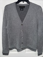 Classiques Entier Vintage Nordstrom sweater grey, button-down knit Made In USA
