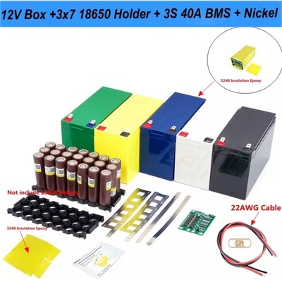 12V 3S 7P Li-ion Battery Case Box+3S 40A BMS+Holder Set for 18650 Power Wall SEU