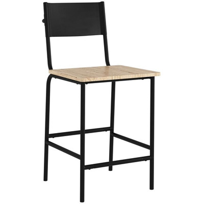 Sauder Boulevard Cafe Faux Leather Back Counter Stool in Black Back/Black Frame