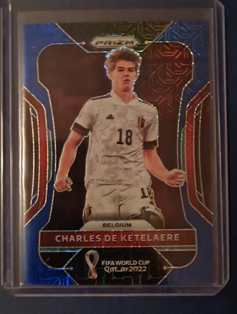 2022 CHARLES DE KETELAERE PANINI PRIZM FIFA WORLD CUP QATAR BLUE MOJO /75