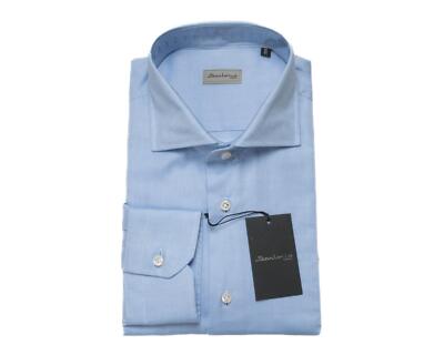 Sartorio by Kiton NWT $650 Blue Cotton Spread Collar Dress Shirt (38 eu) 15 US