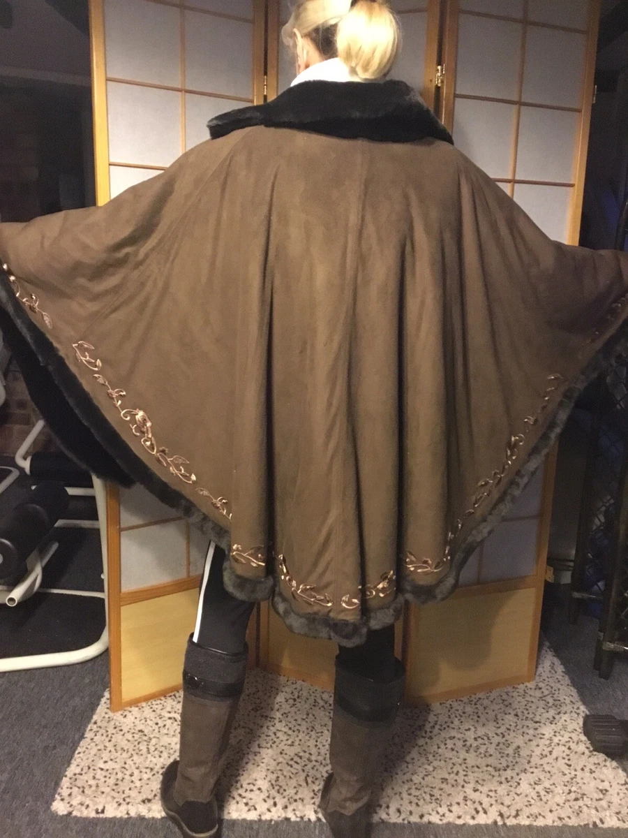 Suede cape shop coat