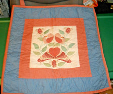 Vintage Handmade Quilted Wall Decor Quilt "Love Birds" 20"x20" SU116