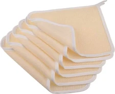 PHOGARY 6 Pack Exfoliating Wash Cloths for Body Scrub and Face Clean, Beige 