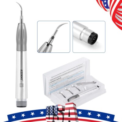 AZDENT Dental Ultrasonic Air Perio Scaler Handpiece Hygienist 2-Hole + 3 Tips