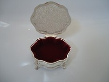 Antique Style Silver Plated Lion Feet Trinket Box Embossed  Jewllery  Pill Case