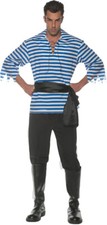 Men's Pirate Set Party Costume Lace Front Shirt, Pants, Sash