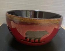 Home studio "Woodland" 6 Inch Soup Cereal Bowl  Black Bear & Tree Design
