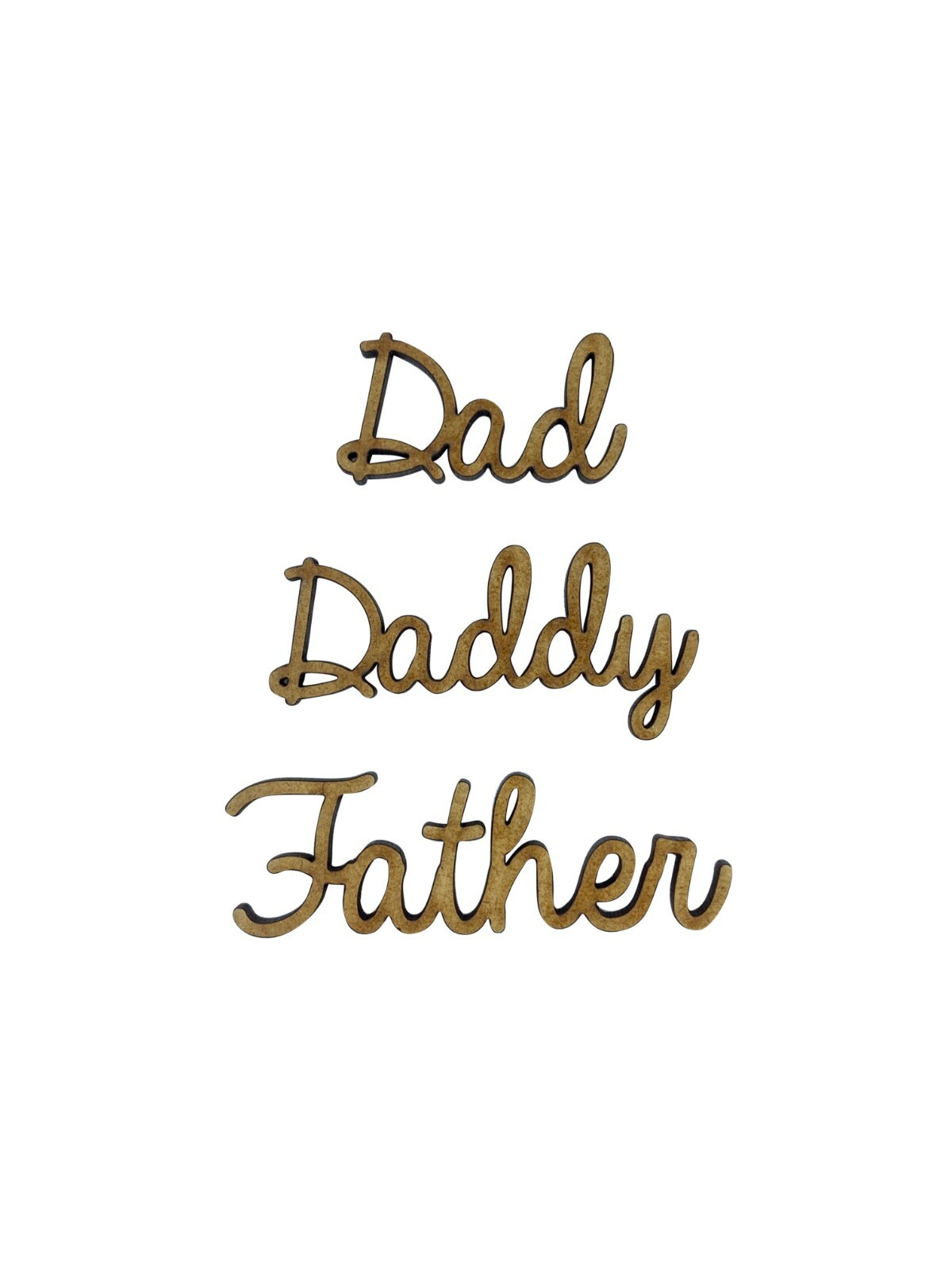 9x Dad Daddy Father Words 6cm Wood Craft Embelishments Laser Cut Shape MDF
