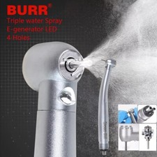 BURR Dental LED Fiber Optic E-generator High Speed Handpiece Air Turbine 4 Holes