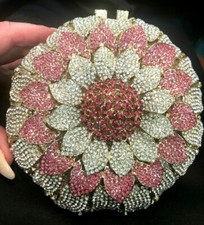 New Pink  Clear Austrian Crystal Evening Clutch Bag