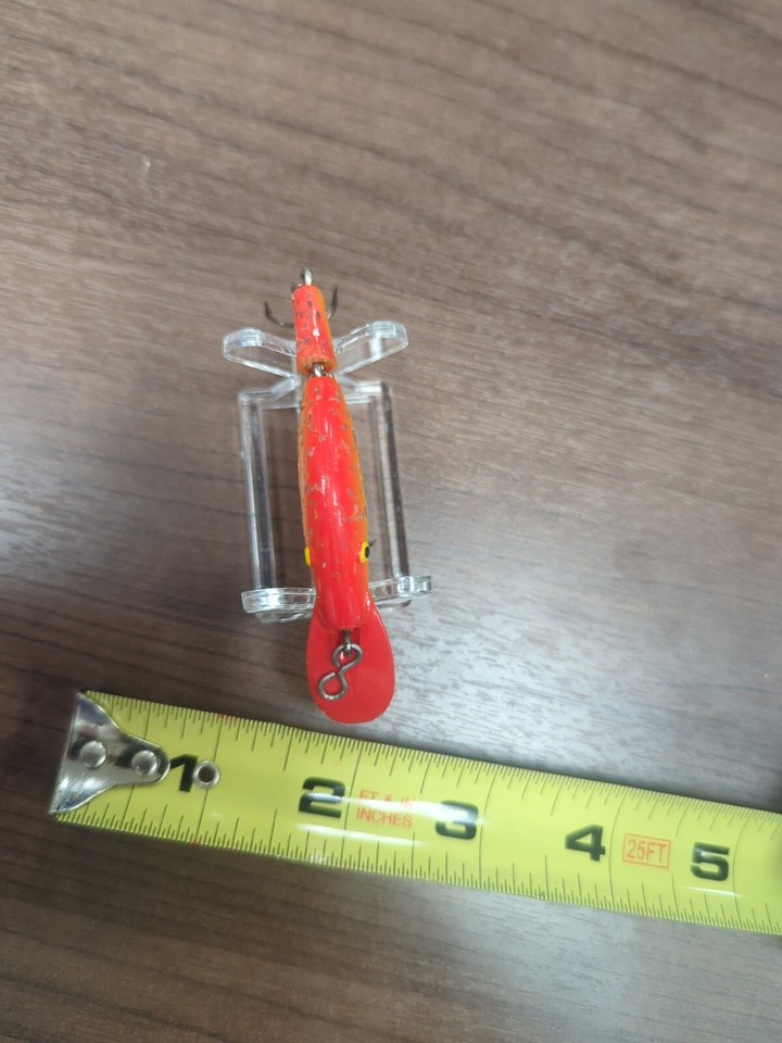 Vintage Hubbard Sparkle Tail Jointed Crankbait lure. Orange
