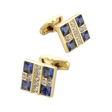 Men Formal Wedding Suit Cufflinks Blue Crystal Shirt Blouse Cuff Link Jewellery
