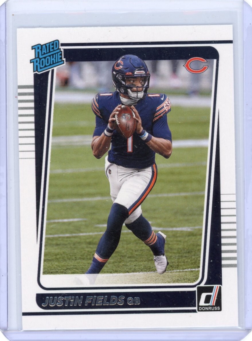 Justin Fields 2021 Panini Donruss Rated Rookie RC Chicago Bears #253
