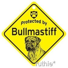 Protected by Bullmastiff Dog Window Sign Made in USA 5 1/2 x 5 1/2