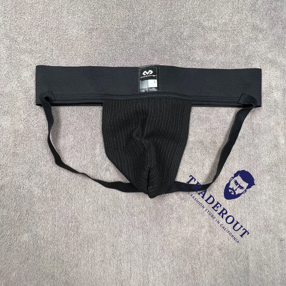 McDavid Hombres Negro Atlético Apoyo Jock Jockstraps Ropa Interior Talla S M L XL Foto 2 de 4