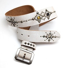 Handmade Crack Leather Studded Belt 45mm Pin to Center Hole 36" Vintage Western
