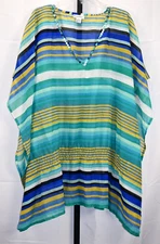 Studio Thirtysix Sheer Pullover With Sequins Cover Up Striped Size S/M Polyester