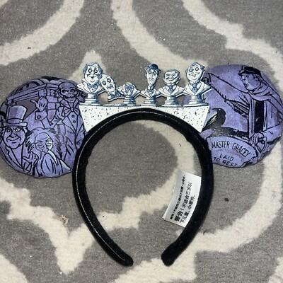 Disney Glow in the Dark Halloween Haunted Mansion 50th Minnie Ears Headband Disney Parks Minnie Ears Glow In The Dark Haunted Mansion  main image 4
