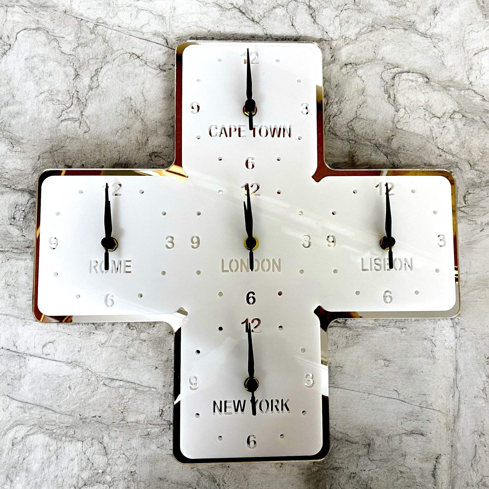 Bespoke Named Five Time Zones Clocks (Many Colour Choices)