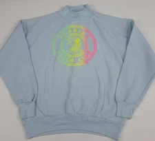 Vintage 80s Florida Beach Club Neon Print Mock Neck Sweatshirt Sport Vtg USA 