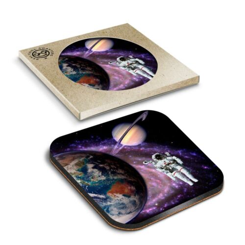 1 x Boxed Square Coasters - Astronaut Earth Saturn Space  #2498 - Imagen 1 de 7