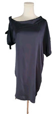 Spellbound Tie shoulder sleeve satin shift dress Navy Blue Dress Size S/med