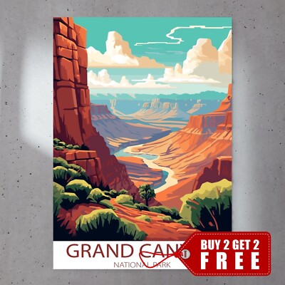 Grand Canyon Arizona A4 Poster, Drucke, Wandbilder, Reiseposter, Retro Poster