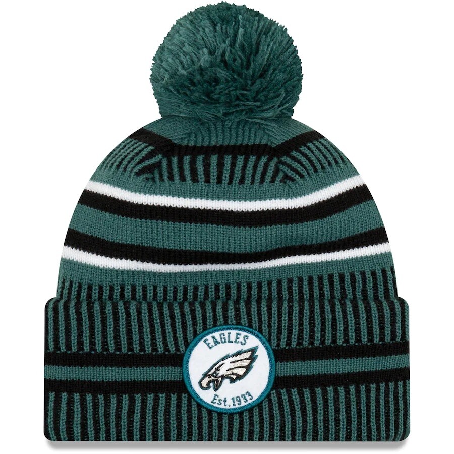 PHILADELPHIA EAGLES NFL NEW ERA SIDELINE KNIT BEANIE WINTER STRIPE