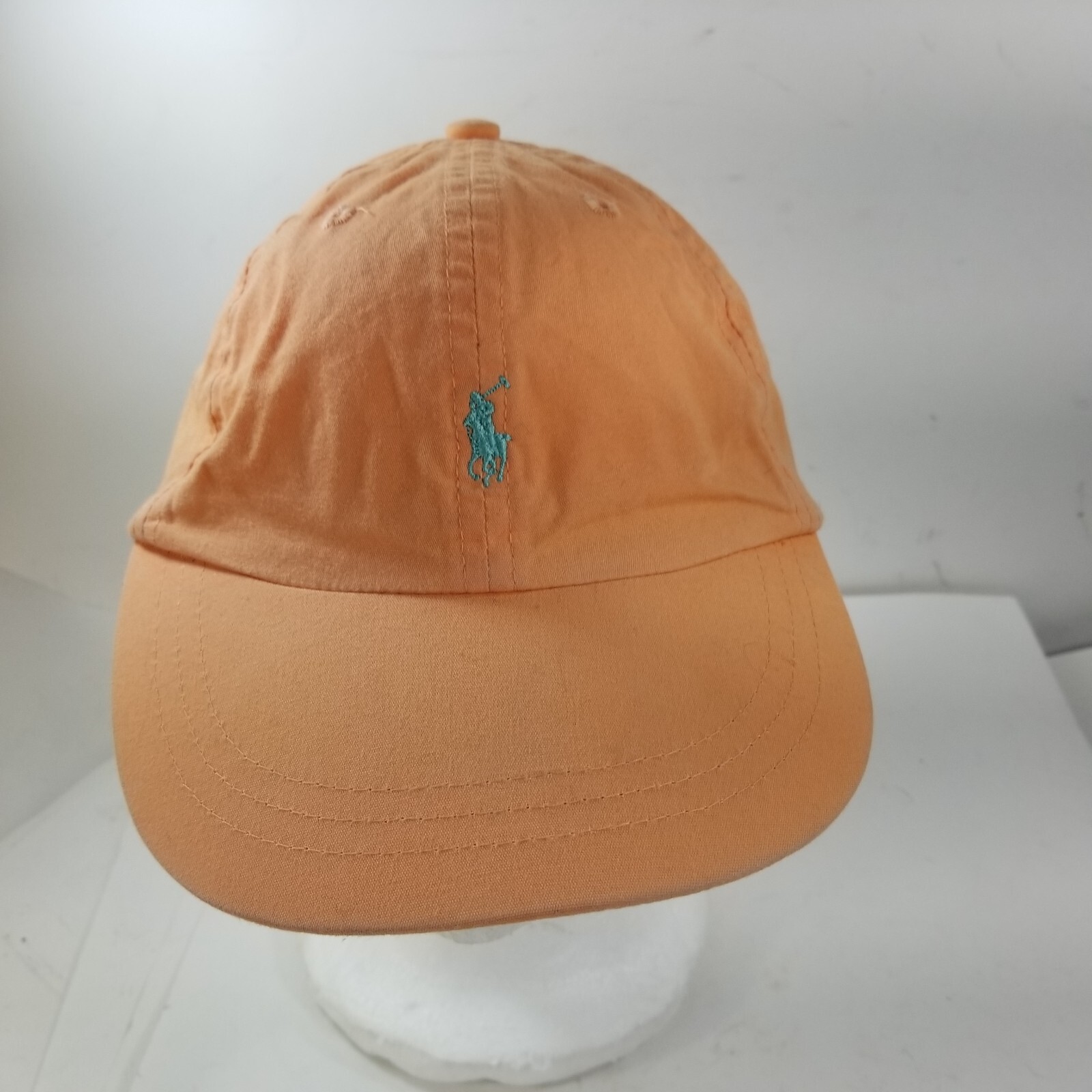 Polo Ralph Lauren cappello berretto cinturino schiena arancione blu pony casual cotone papà