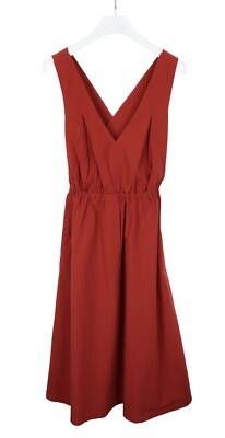 Alysi Chocolat Dress Womens UK 12 Elastic Waist V Neck Sleeveless Long
