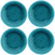 Epicurean Potters Reactive Glaze Teal Melamine/Plastic Side Plates Set for 4
