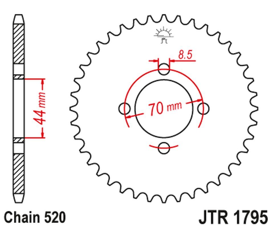 Pignon arrière JT 4493 transmission chaîne quad Suzuki LT80 Quadsport acier 24 dents