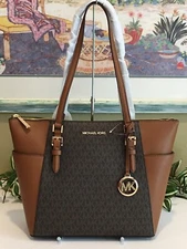 MICHAEL KORS WOMEN LADY LEATHER SHOULDER BAG TOTE HAND BAG PURSE BROWN MK LOGO