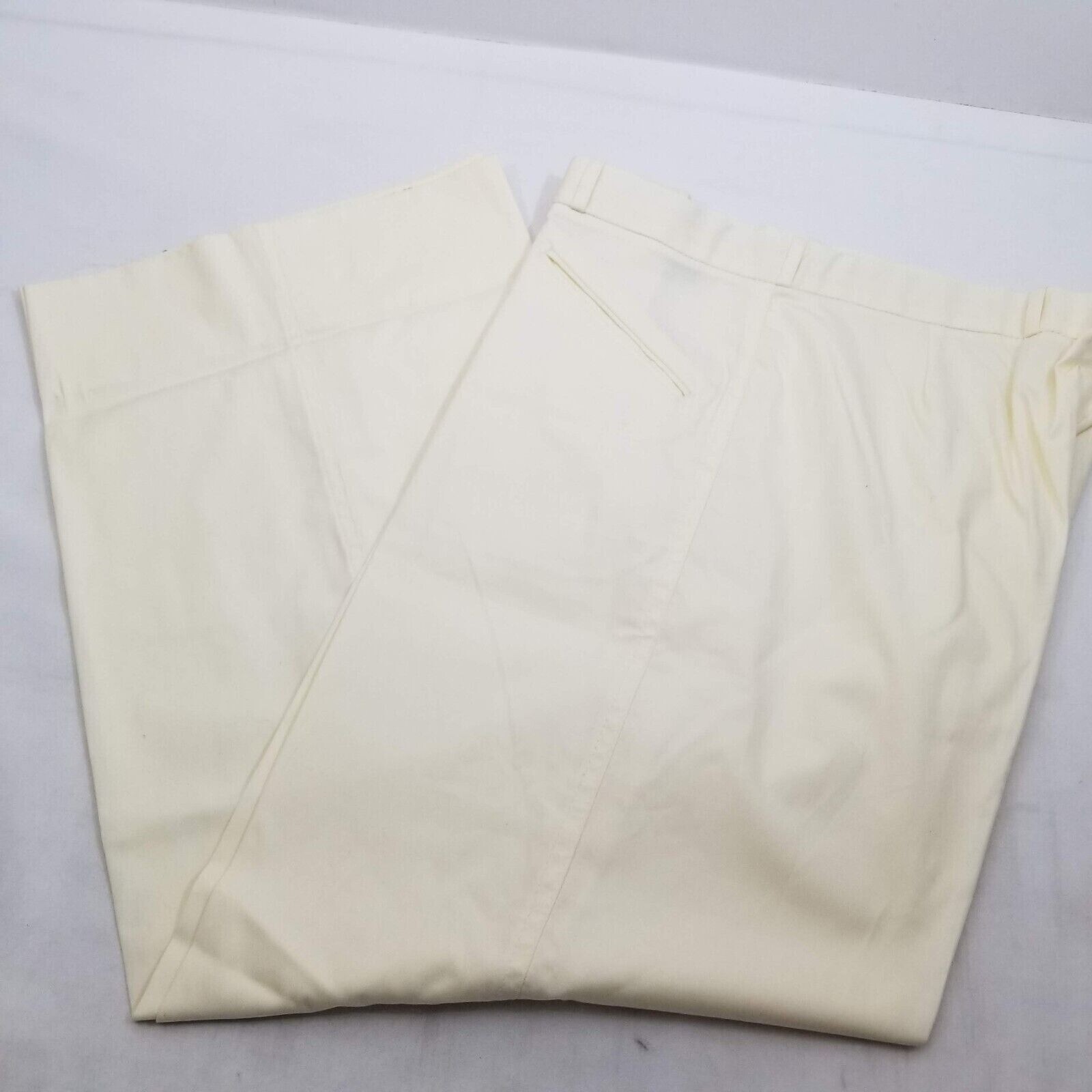 YVES SAINT LAURENT Pantalone donna piatto davanti vita alta casual gambe larghe avorio 36