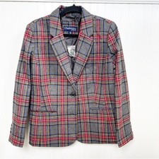 Chadwicks Of Boston New Gray Tartan Plaid 2-button Wool Blend Blazer Size 12p
