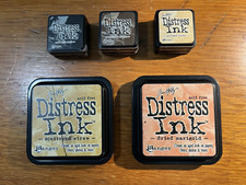 Distress Ink Pads, Marigold, Straw, Linen, Walnut, Black Soot C12A5 