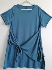 Shein Curve Womens Teal Blue Y2K Cottagecore Tie Front A-Line Dress Size 4XL