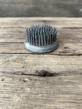 Vintage Small Round Silver Metal Needle Spike Flower Frog