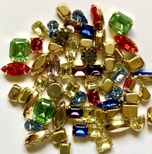 25 Pcs Swarovski Assorted Craft Jewelry Repair Rhinestones Gold Overlay Preset
